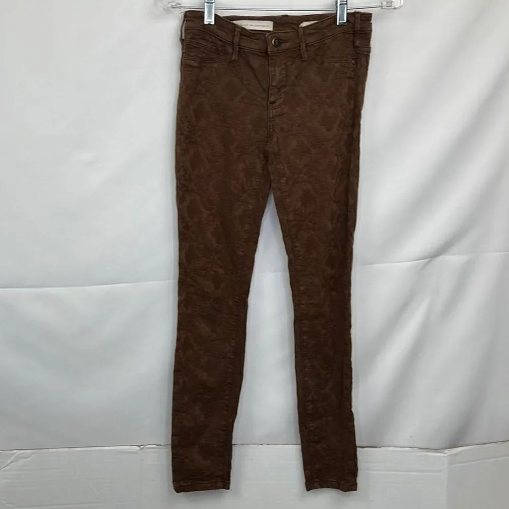 Pilcro and the Letterpress Anthropologie Brown Serif pants size 26 EUC